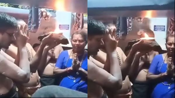 சேலத்தில் ரயிலில் யாரிந்த பெண்? ரிசர்வேஷன் கோச்சில் தெலுங்கில் பேசி, டக்னு கற்பூரம் எடுத்து.. வீடியோ