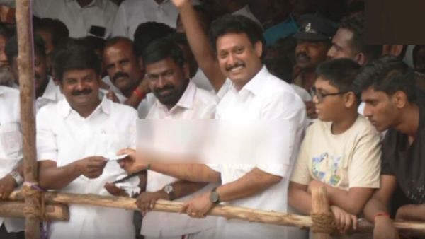 விஜயபாஸ்கருக்கு, அன்பில் மகேஷ் கொடுத்த பரிசு! என்ன தெரியுமா? திருச்சி ஜல்லிக்கட்டில் வென்ற கொம்பன்