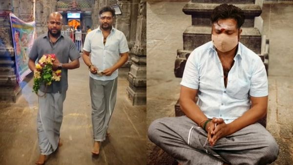 திருவண்ணாமலையில் நெற்றியில் விபூதி பட்டையுடன் கிரிவலம் வந்த பிரபல நடிகர்! மாஸ்க் அணிந்தவர் யார்?