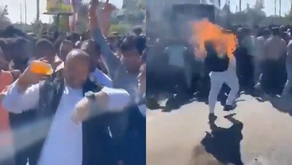 போபால் விஷ கழிவுகளை எரிக்க எதிர்ப்பு ஆர்ப்பாட்டம்- பெட்ரோல் ஊற்றிய இருவர் மீது தீ பிடித்த பயங்கரம்!