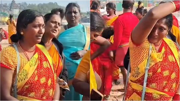 மகாபலிபுரம் கடற்கரையில் கர்நாடகா மாநில ஆதிபராசக்தி பக்தர்கள்.. அந்த நொடி இப்படியா ஆகணும்