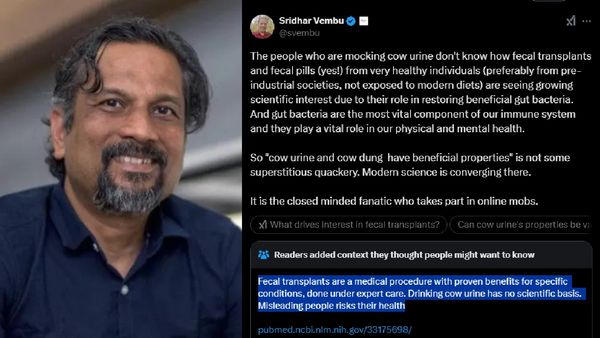 கோமியம் குறித்து ஸ்ரீதர் வேம்பு கூறிய கருத்து.. அதற்கு கீழேயே எக்ஸ் தளத்தில் அதிரடி பதில்