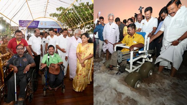 பெசன்ட் நகர் கடற்கரையில் மனம் நிறைந்து மகிழ்ந்த மாற்றுத்திறனாளிகள் .. சிறப்பு பாதையை திறந்த உதயநிதி!