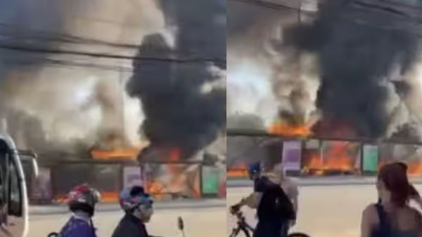 பிஸியான சாலையில் சட்டென சரிந்த விமானம்.. வாகனங்கள் மீது மோதியதும் வெடித்து சிதறியது! பயங்கரம்