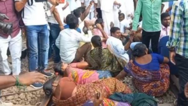 தண்டவாளத்தில் தலை வைத்து படுத்து ரயில்களை மறித்த மீனவர்கள், பெண்கள்! காரைக்காலில் நாளை முழு அடைப்பு