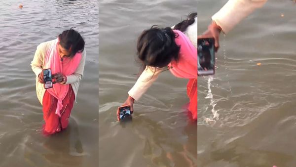 வீடியோ காலில் வந்த கணவர்.. கும்பமேளாவில் யோசிக்காமல் மனைவி செய்த செயல்.. ஆடிப்போன நெட்டிசன்கள்