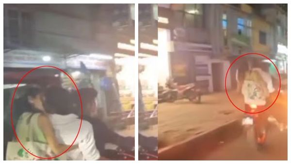 ஒரே பைக்கில் மூன்று பேர்.. மாறி மாறி முத்தம் கொடுத்த இளம்பெண்.. பெங்களூர் சாலையில் அநாகரீகம்