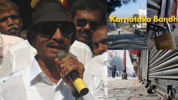 கர்நாடகா பந்த்தில் வாட்டாள் நாகராஜ்க்கு விழுந்த அடி.. பெங்களூரில் அதிரடி கைது.. புஷ்வானமான பந்த்