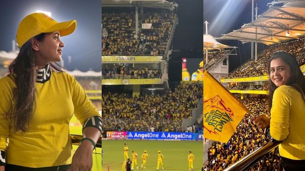 மஞ்சள் ஜெர்சியில்! கையில் சிஎஸ்கே கொடியுடன்! சேப்பாக்கத்தில் வைப் செய்யும் பெண் பிரபலம்! யார் இவர்?