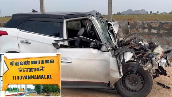 திருவண்ணாமலை அருகே காலையிலேயே சோகம்.. அரசு பஸ் கார் மோதி விபத்து.. 4 பேர் உயிரிழப்பு