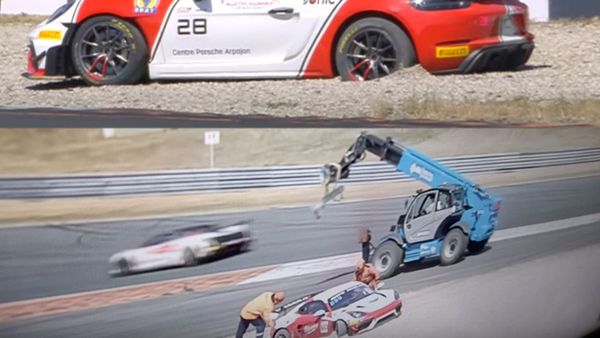 அஜித் ஓட்டிய கார் டயர் வெடித்தது.. ரேஸின்போது திடீரென புகை வந்ததால் பரபரப்பு!