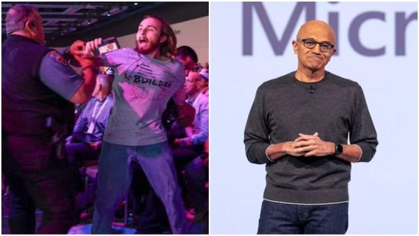 சத்யா நாதெல்லா பேசும்போது.. திடீரென எழுந்த பாலஸ்தீன ஆதரவு கோஷம்! மைக்ரோசாஃப்ட் ஊழியர் டிஸ்மிஸ்