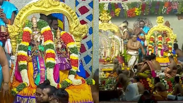 மதுரை சித்திரை திருவிழா.. கோலாகலமாக நடந்த மீனாட்சி சுந்தரேசுவரர் திருக்கல்யாணம்! குவிந்த பக்தர்கள்