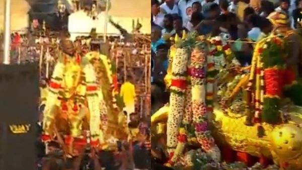தங்க குதிரையில் வைகையில் எழுந்தருளிய கள்ளழகர்.. பக்தர்கள் தண்ணீரை பீய்ச்சி அடித்து கொண்டாட்டம்