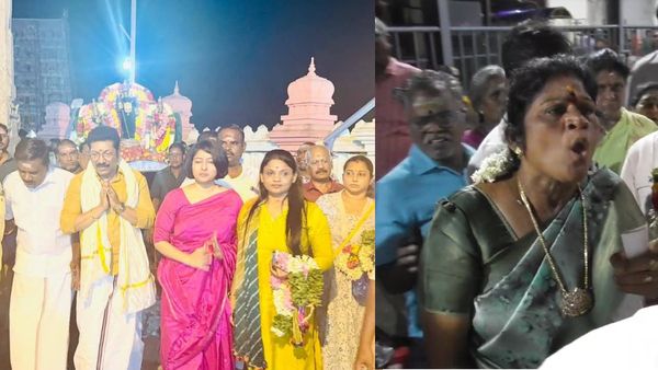 சாமி பேர்ல பூஜை.. எடப்பாடி பழனிசாமி பேர்ல! திருத்தணியில் தங்கத் தேர் இழுத்த காயத்ரி.. குறுக்கே திமுக