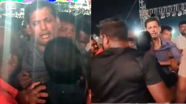 என்னதான் ஆச்சு விஷாலுக்கு..மேடையில் மயங்கி சரிஞ்சுட்டாரே! பதறி போன ரசிகர்கள்.. கூடவே இருந்த பொன்முடி