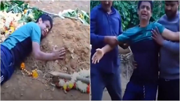 மகனை புதைத்த இடத்தில் கதறி அழுத தந்தை.. இந்த நிலைமை யாருக்கும் வரக்கூடாது! பெங்களூர் கூட்ட நெரிசல் கொடூரம்