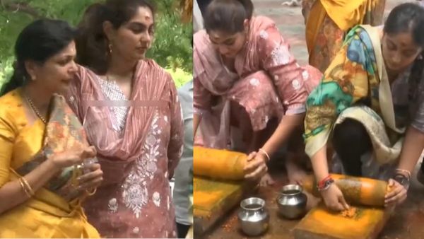 ராமதாஸ்- அன்புமணி மோதல்! ராமேஸ்வரம் நம்புநாயகி கோயிலில் மகள்களுடன் மஞ்சள் அரைத்து வழிபட்ட சவுமியா