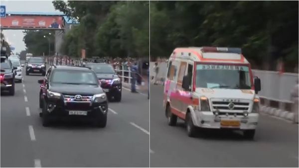 புவனேஸ்வரில் கான்வாய் புடைசூழ பிரதமர் நரேந்திர மோடி சென்ற போது திடீரென வந்த ஆம்புலன்ஸ்.. பாருங்க