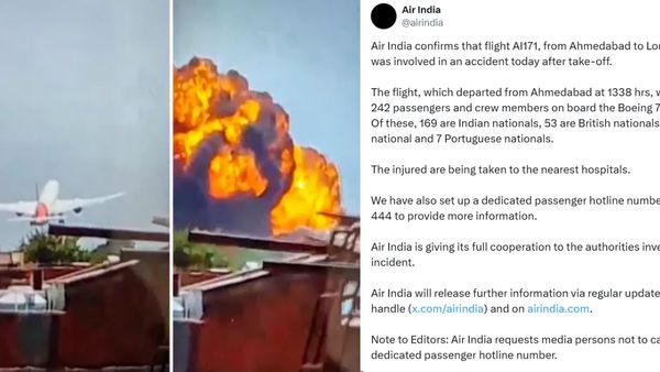 நொடியில் விழுந்த விமானம்..நொறுங்கிய கனவுகள்! குஜராத் விமான விபத்து..உதவி எண்களை அறிவித்த ஏர் இந்தியா