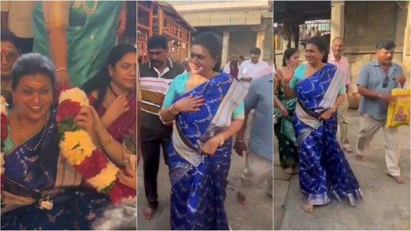 திருவண்ணாமலை கோயிலுக்கு திடீர்னு வந்த ரோஜா.. கிரிவலம் சென்ற நடிகையின் பின்னால் போவது யார் பாருங்க