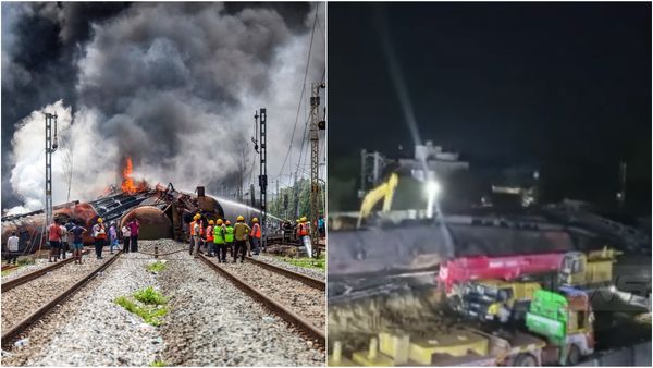 டன் கணக்கில் எரிந்து தீர்ந்த கச்சா எண்ணெய்! ரயில் தீ விபத்து.. இரவிலும் சீரமைப்பு பணிகள் தீவிரம்!