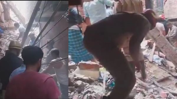 சீட்டு கட்டுப்போல் சரிந்த 4 மாடி கட்டடம்.. இடிபாடுகளில் சிக்கியவர்களின் நிலை என்ன? அதிர்ந்த டெல்லி