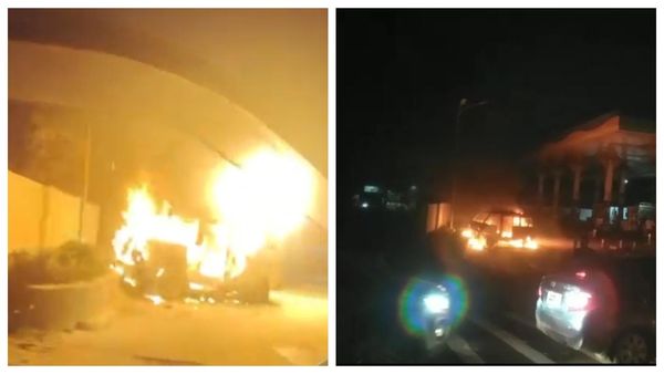 எலும்புக்கூடாக நின்ற கார்.. கோவை பெட்ரோல் பங்கில் திடீரென கார் தீப்பிடித்து எரிந்ததால் பரபரப்பு