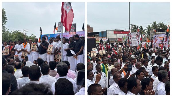 அஜித்குமார் கொலைக்கு நீதி கேட்டு அதிமுக - பாஜக திருப்புவனத்தில் போராட்டம்