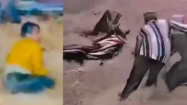 இளைஞரை அடித்து சென்ற வெள்ளம்.. டூவீலர் நிலையை பாருங்க.. திடீரென புரட்டிப்போட்ட கனமழை - வீடியோ