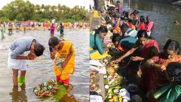 ஆடிப் பெருக்கு! கரை புரளும் காவிரி படித்துறையில் புதுமணத் தம்பதிகள் காப்பரிசி படையலிட்டு வழிபாடு