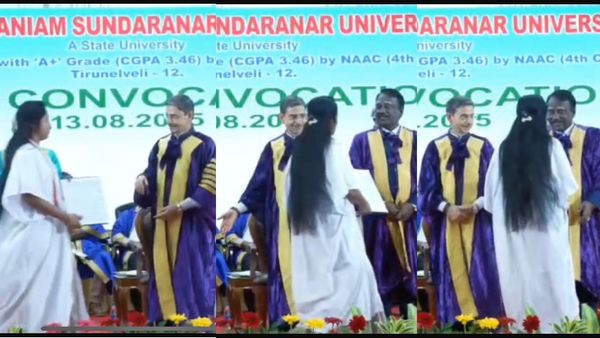 கையை நீட்டிய ஆளுநர்.. கண்டுகொள்ளாத மாணவி! பல்கலைக் கழக பட்டமளிப்பு விழாவில் அரங்கேறிய காட்சி!