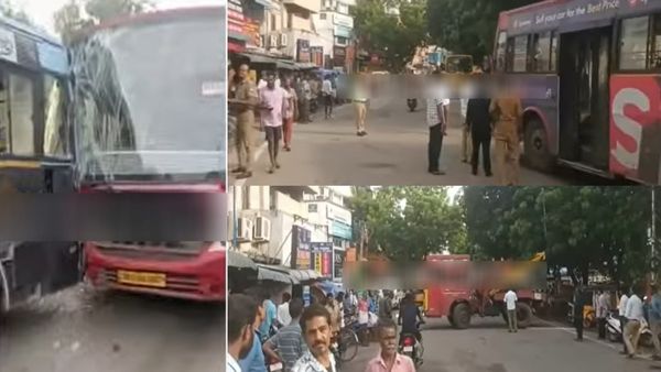 சென்னை வேளச்சேரியில் மாநகர பேருந்துகள் நேருக்கு நேர் மோதல்.. அலறிய பயணிகள்.. 7 பேர் காயம்