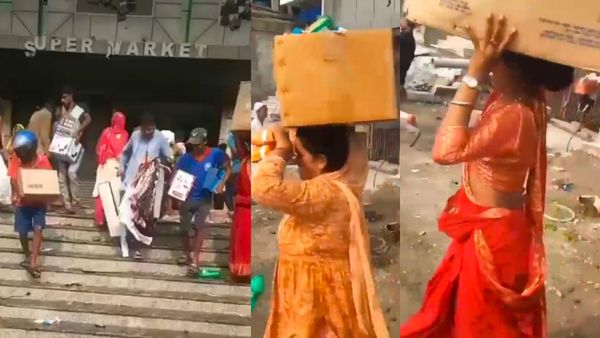 டிவி - ஏசி ஒன்றை கூட விடலையே.. வன்முறைக்கு நடுவே சூப்பர் மார்க்கெட்டை மொட்டையடித்த மக்கள்! வீடியோ