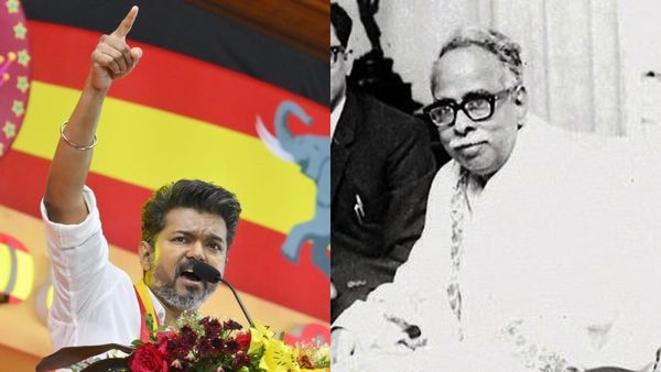 இரட்டை வேடம் போட்டு தமிழ்நாட்டு மக்களை ஏமாற்றாமல் உண்மையாக உழைத்தவர் அண்ணா - விஜய் சீண்டல்!