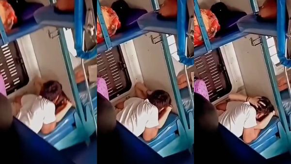 ஓயோ ஹோட்டலாக மாறிய ரயிலின் ஸ்லீப்பர் கோச்.. அத்தனை பேர் சுற்றியிருக்க.. யாரிந்த ஜோடி? வீடியோ வேற