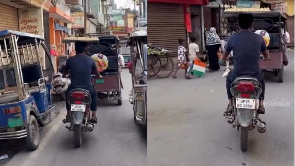 அது எப்புடி திமிங்கலம்! தலையில் சமோசா பிளேட்! டிராபிக்கில் பைக்கில் ரைடு! கூஸ்பம்ப் வீடியோ!