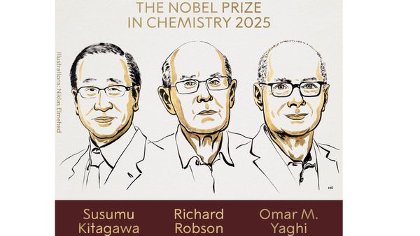 2025 வேதியியலுக்கான நோபல் பரிசு அறிவிப்பு.. உலோக கரிம ஆய்வுக்காக மூவருக்கு நோபல் பரிசு அறிவிப்பு