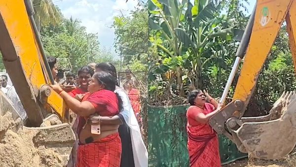 நாகையில் ஆக்கிரமிப்பு வீட்டை இடிக்க கடும் எதிர்ப்பு.. ஜேசிபியை கட்டிப்பிடித்து கதறி அழுத பெண்