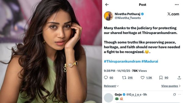 திருப்பரங்குன்றத்தை காப்பாத்தியாச்சு.. நடிகை நிவேதா பெத்துராஜ் போட்ட பதிவு! குழம்பிய நெட்டிசன்கள்