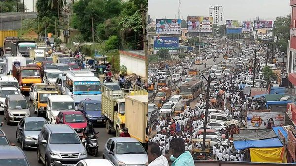 மூச்சு முட்டும் சென்னை! வானகரம் தொடங்கி.. மதுரவாயல் வரை அணிவகுத்து நிற்கும் வாகனங்கள்
