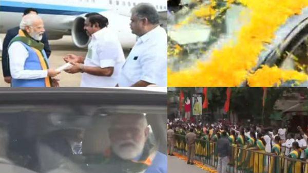 கோவை வந்த மோடிக்கு வழி நெடுகிலும் பூக்கள் தூவி உற்சாக வரவேற்பு.. வேளாண் மாநாட்டை தொடங்கி வைத்தார்