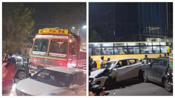 கோவை லாரி ஓட்டுநருக்கு திடீர் மாரடைப்பு.. அடுத்தடுத்து கார்கள் மீது மோதல்.. ஸ்தம்பித்த போக்குவரத்து