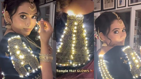 திருக்கார்த்திகை எஃபெக்ட்.. ஜாக்கெட்டில் கோயில் டிசைன், லைட் செட்டப்! சர்ச்சையில் சிக்கிய நடிகை ஃபரீனா ஆசாத்