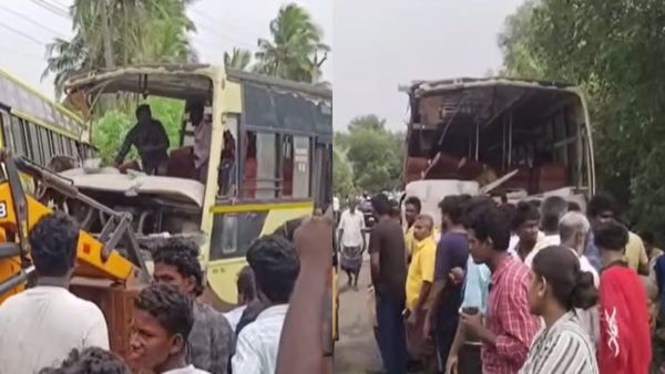 Bus Accident: நேருக்கு நேர் மோதிய பஸ்கள்.. திருவாரூர் அருகே பயங்கர விபத்து.. 20 பயணிகள் படுகாயம்!