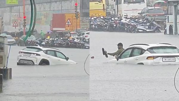 பூந்தமல்லியில் மெல்ல மெல்ல மூழ்கிய கார்.. உயிரை துச்சமாக நினைத்து வெளியே வந்த நபர்