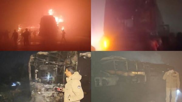 அதிகாலையிலேயே ஷாக்.. 4 பஸ்கள் - 2 கார்கள் மோதி தீப்பிடித்தது.. 4 பேர் பலி - 25 பேர் காயம்.. பனி மூட்டத்தால் சோகம்