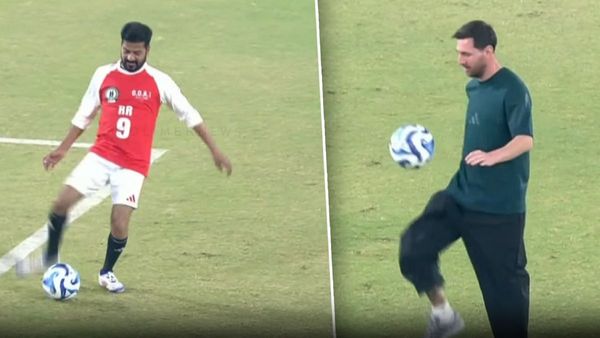 கோல் அடித்த மெஸ்ஸி - ரேவந்த் ரெட்டி.. ஹைதராபாத்தில் பறந்த ரசிகர்கள் விசில்!