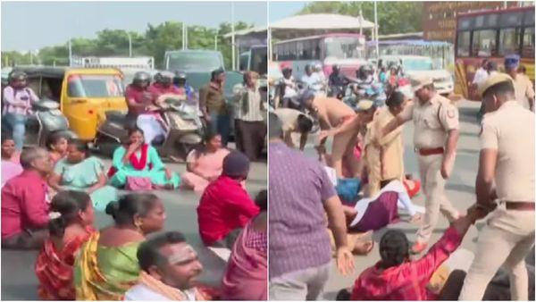 கலைஞர் நினைவிடம் அருகே.. திடீரென குவிந்த தூய்மை பணியாளர்கள்! மெரினாவில் பரபரப்பு