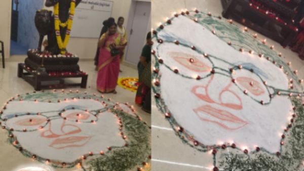 கோலமா? அலங்கோலம் செய்த பாஜக மகளிர் அணி! வாஜ்பாய் உருவத்தை வைத்து சரமாரி சம்பவம்!